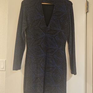 Topshop Black and Blue Long Sleeve Dress